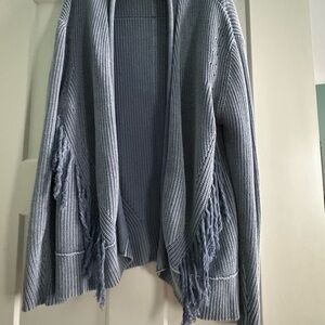 Sundance Light Blue Fringe Cardigan